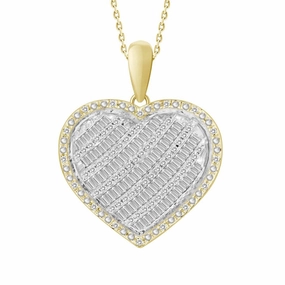 Structured Accent LADIES PENDANT 0.55CT ROUND/BAGUETTE DIAMOND 10K YELLOW GOLD