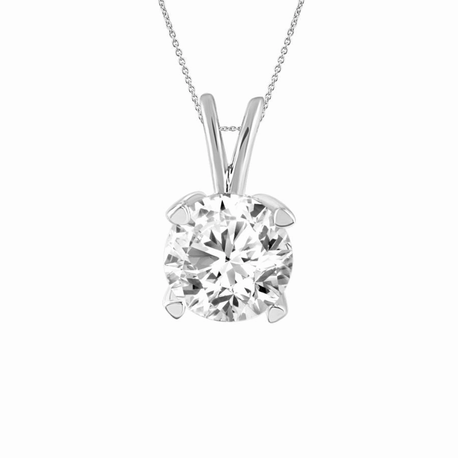 Vibrant Touch Pieces Custom Jewelry Design SOLITAIRE LADIES PENDANT 0.33CT ROUND DIAMOND 14K WHITE GOLD