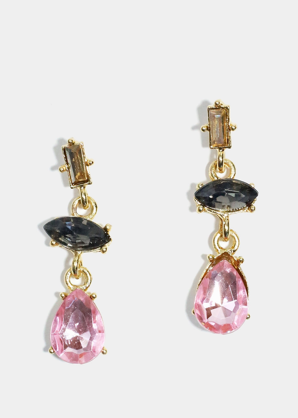 Colorful Gemstone Dangle Earrings Crystal Clear