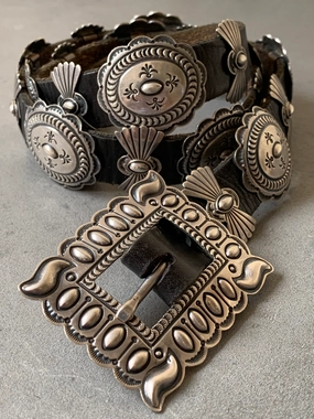 Lustrous Form Sunshine Reeves Navajo Sterling Silver Concho Belt