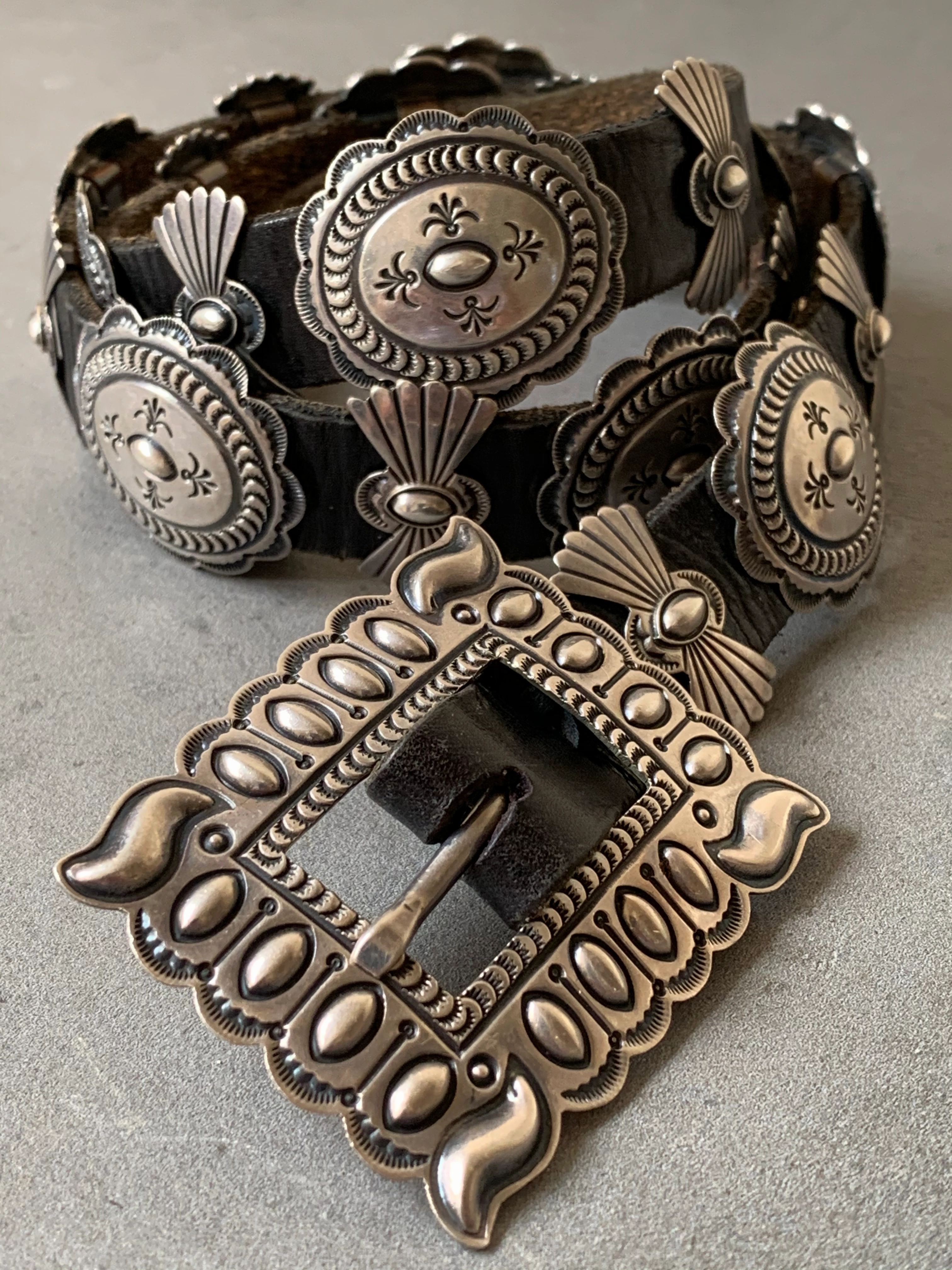 Lustrous Form Sunshine Reeves Navajo Sterling Silver Concho Belt