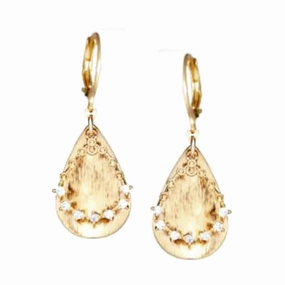 Surgical Steel Brushed Teardrop With  CZ Open Teardrop Earring Quick Layer