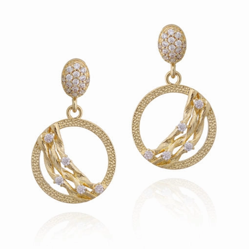 Surgical Steel Circle Hanging Earring With Twisted Draped Bars Enchanted Detail