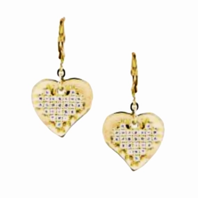 Sweet Spark Sunset Look Surgical Steel CZ Heart On Large Flat Heart Earring