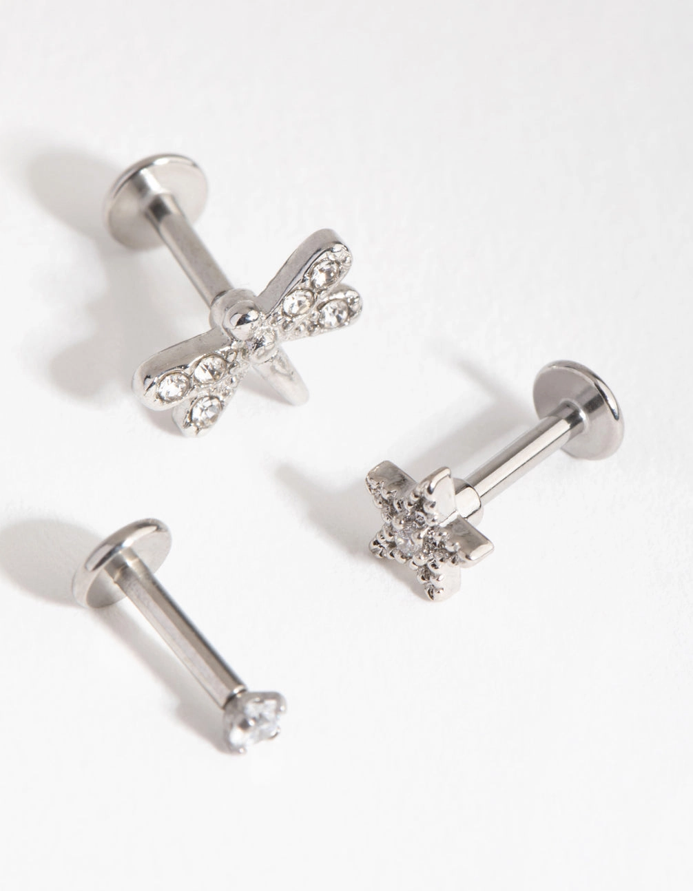 Timeless Spark Surgical Steel Flower Dragonfly Flat Back Pack