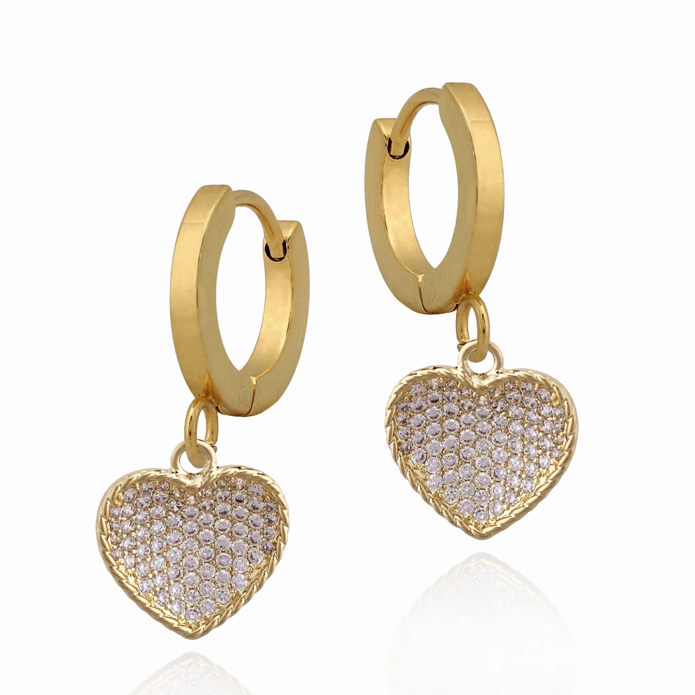 Glamour Accessory Surgical Steel Gold Plated Inward Puffed Heart Earring
