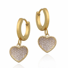 Glamour Accessory Surgical Steel Gold Plated Inward Puffed Heart Earring