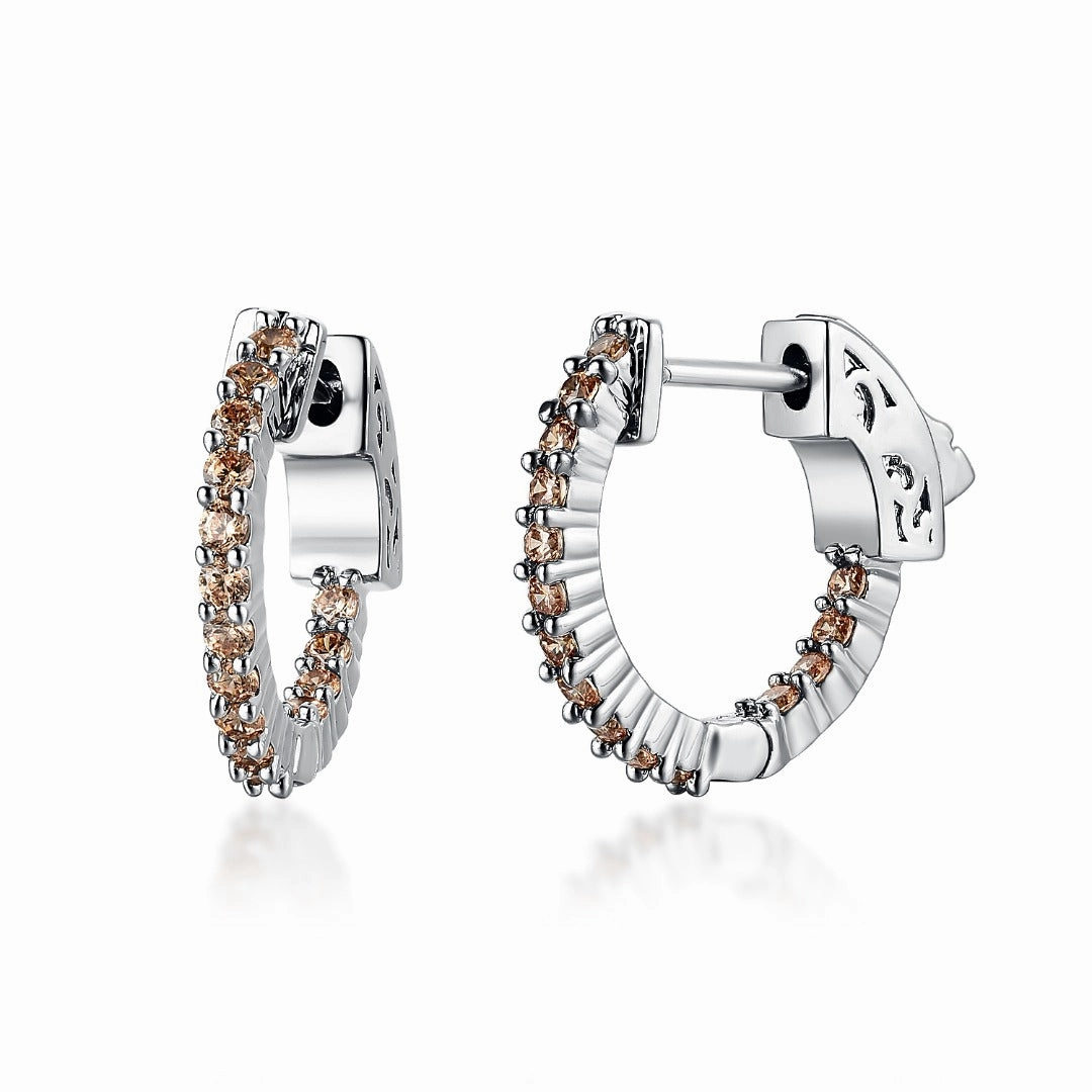 Surgical Steel Medium Huggie Earrings With CZ Stones Charming Gems High impact