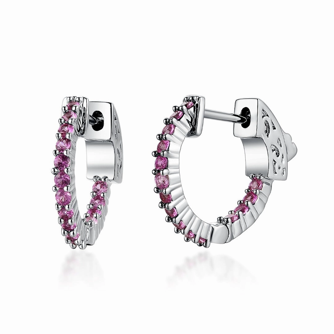 Glow Layer Surgical Steel Medium Huggie Earrings With CZ Stones