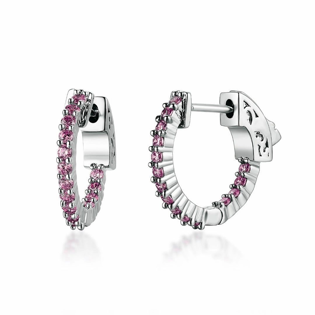 Simple Elegance Graceful Elegance Surgical Steel Medium Huggie Earrings With CZ Stones