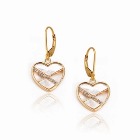Clear Style Surgical Steel Mother of Pearl and CZ Heart Earrings