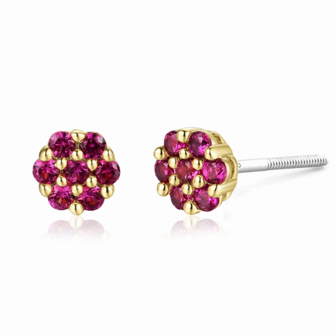 Surgical Steel Small 5mm Colored CZ Flower Stud Earrings Everyday Mood