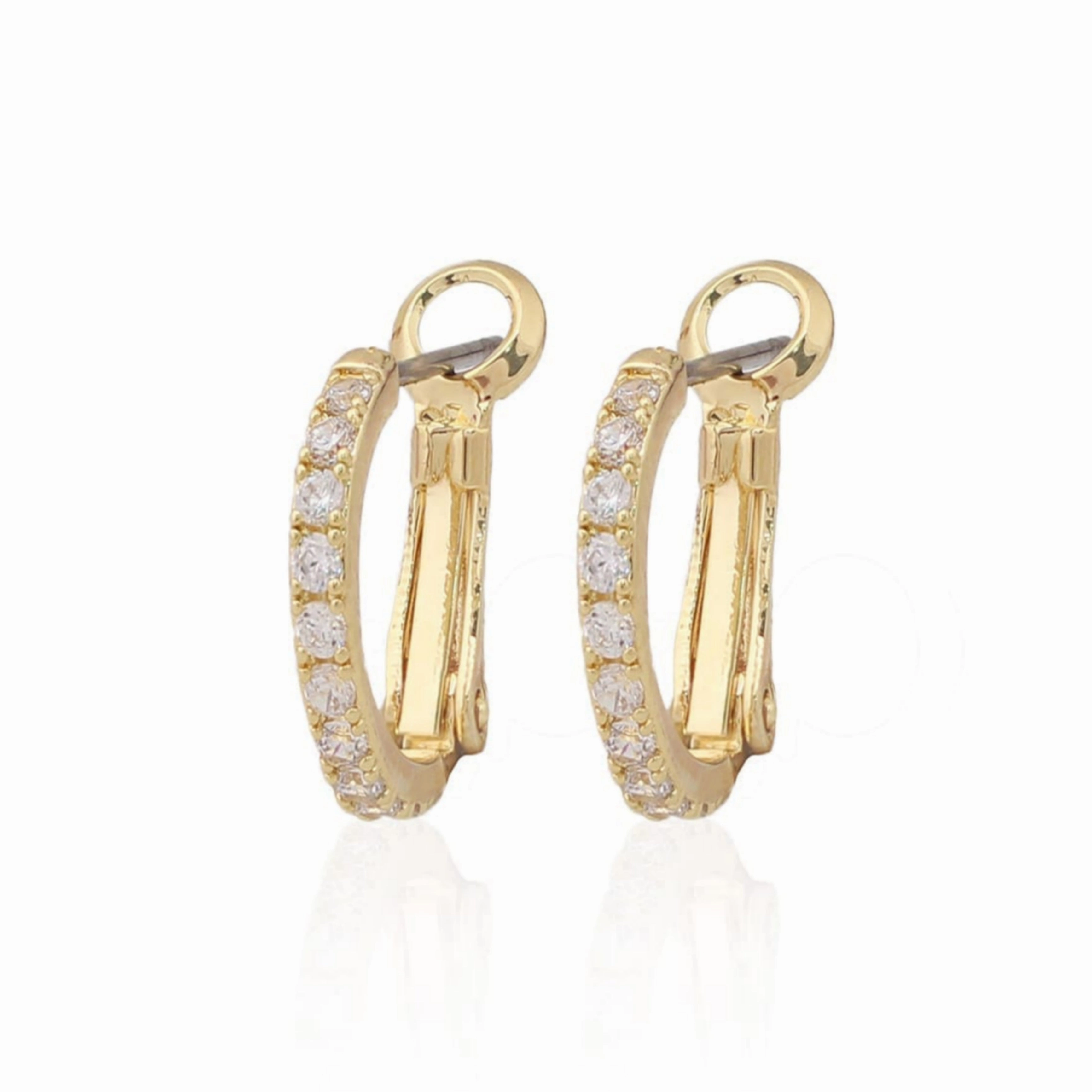 Timeless Spark Surgical Steel Thin CZ Hoop Huggie Earrings - Small