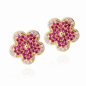 Surgical Steel Two Layered Flower Stud Earrings Glamorous Jewelry Luxury piece