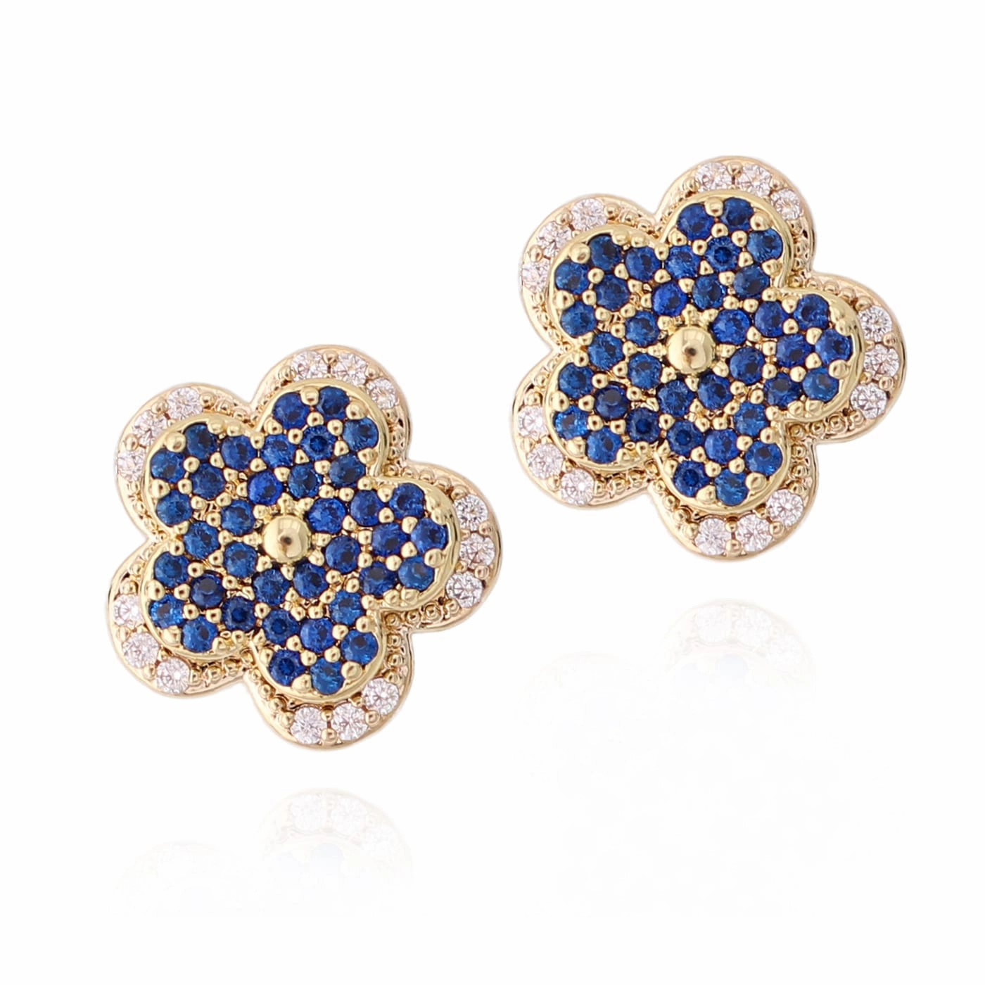Close Focus Surgical Steel Two Layered Flower Stud Earrings