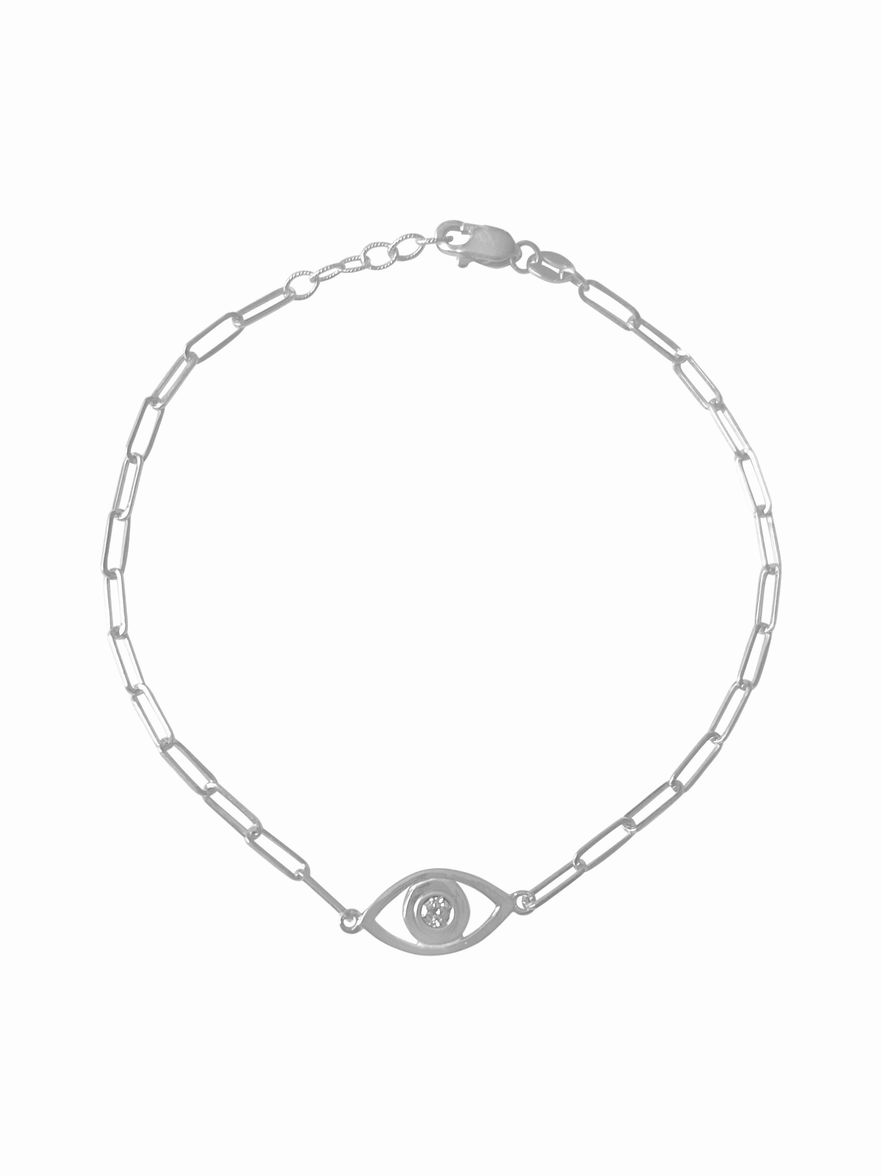 14k Gold Evil Eye Paper Clip Chain Diamond Bracelet Innovative approach Divine Blends