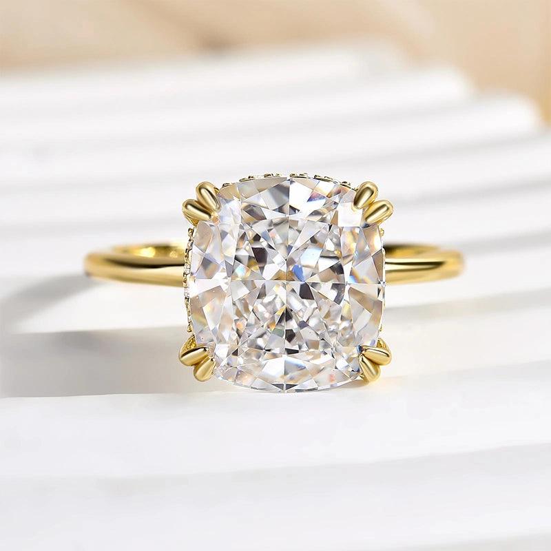 Louily Stunning Cushion Cut Engagement Ring In Sterling Silver Brilliant Adornment