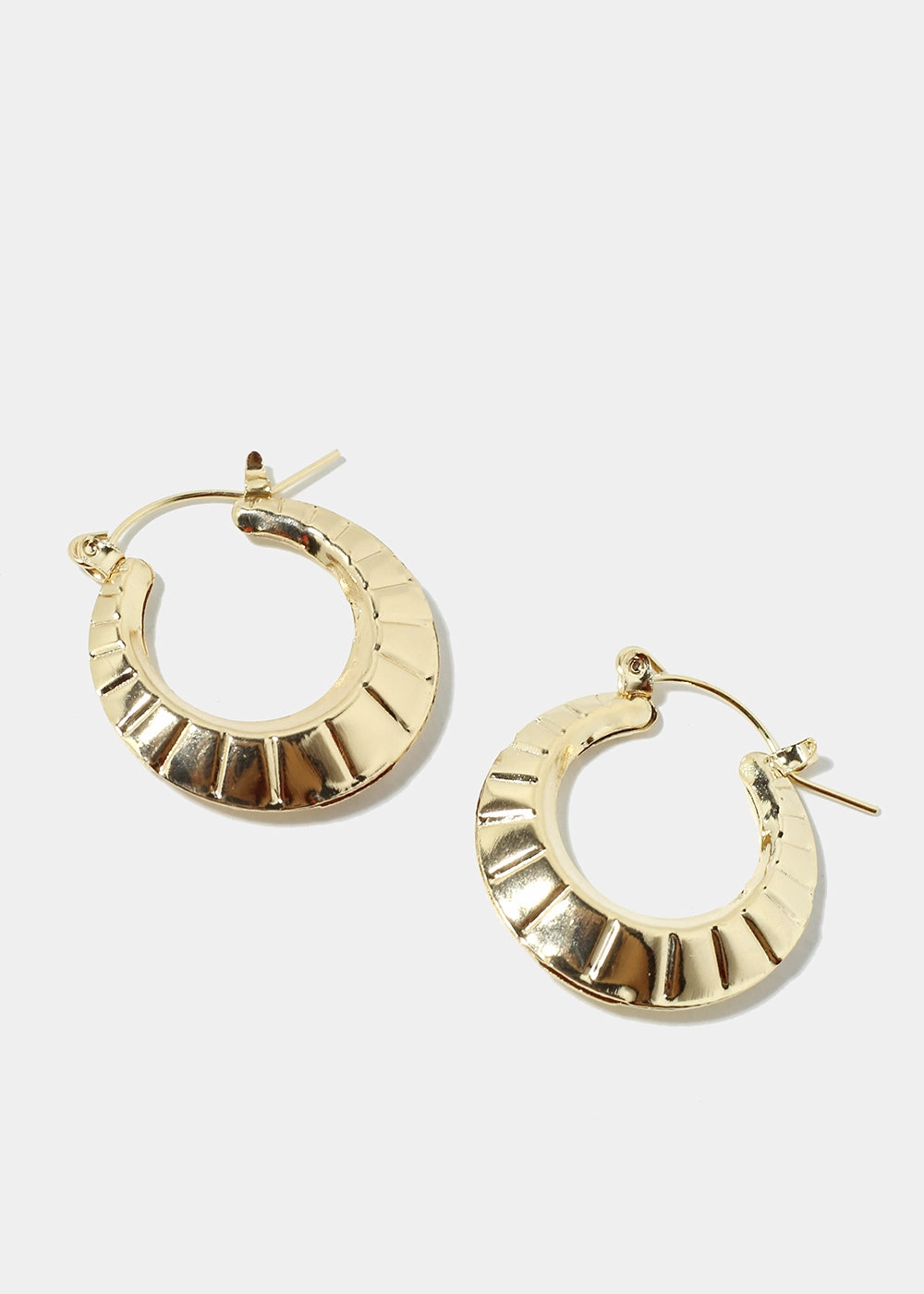 Textured Open Hoop Earrings Flat Lay