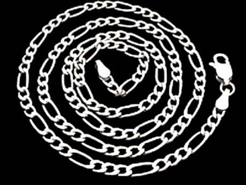 Contemporary Shine Fashion Finish 20" Medium Gauge Figaro Chain, Sterling Silver