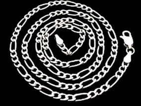 Contemporary Shine Fashion Finish 20" Medium Gauge Figaro Chain, Sterling Silver