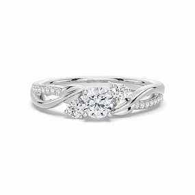 Understated Fit Three Stone Lab Grown Diamond Twisted Band Promise Ring