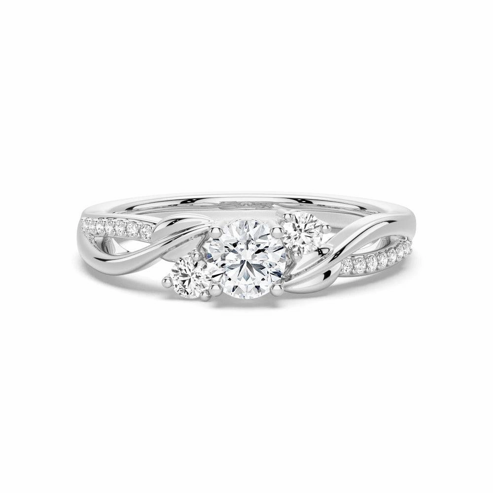 Bright Sparkle Three Stone Lab Grown Diamond Twisted Band Promise Ring