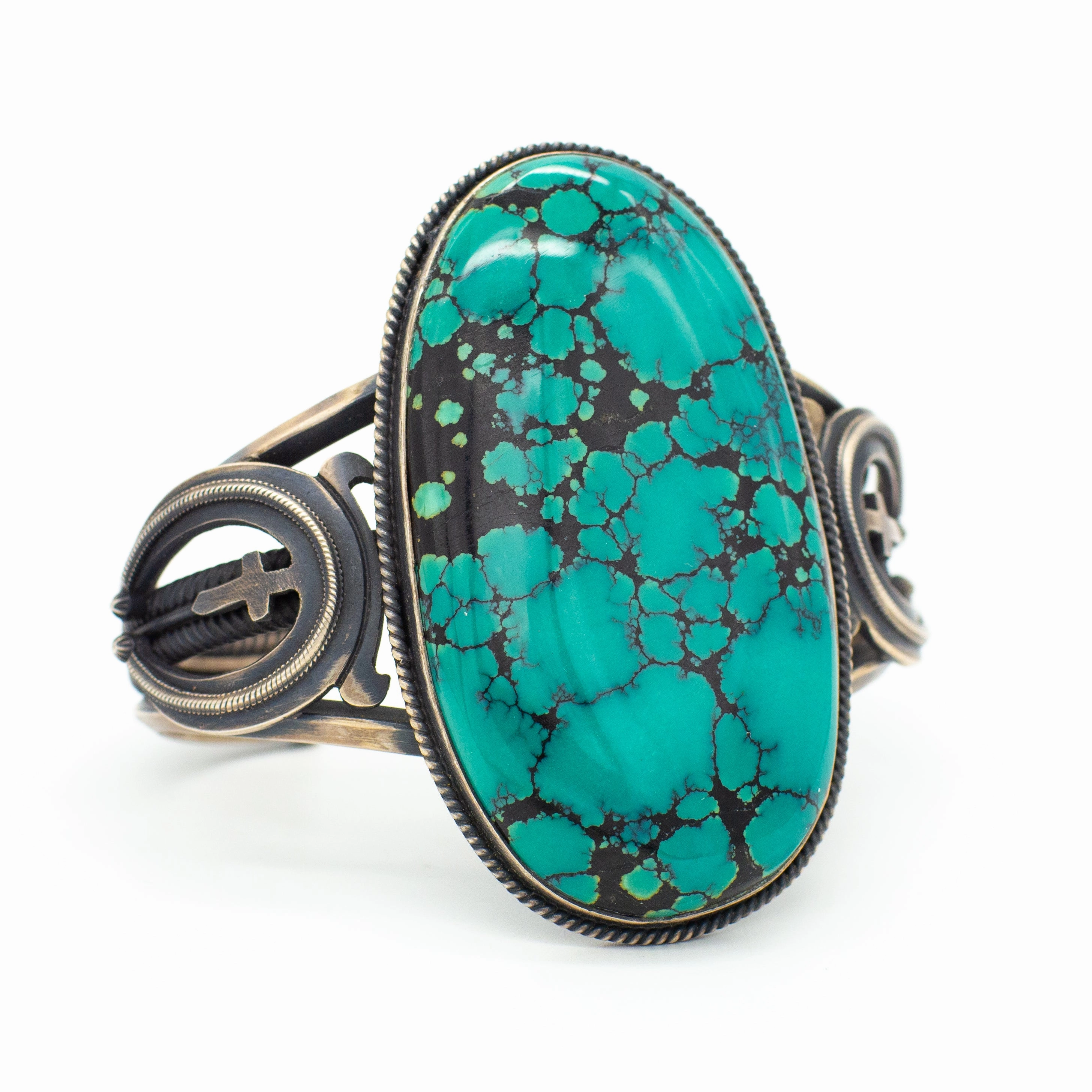 Gary Reeves Navajo Handmade Sterling Silver Godber Turquoise Cuff Bracelet Style Essential Exclusive Shine
