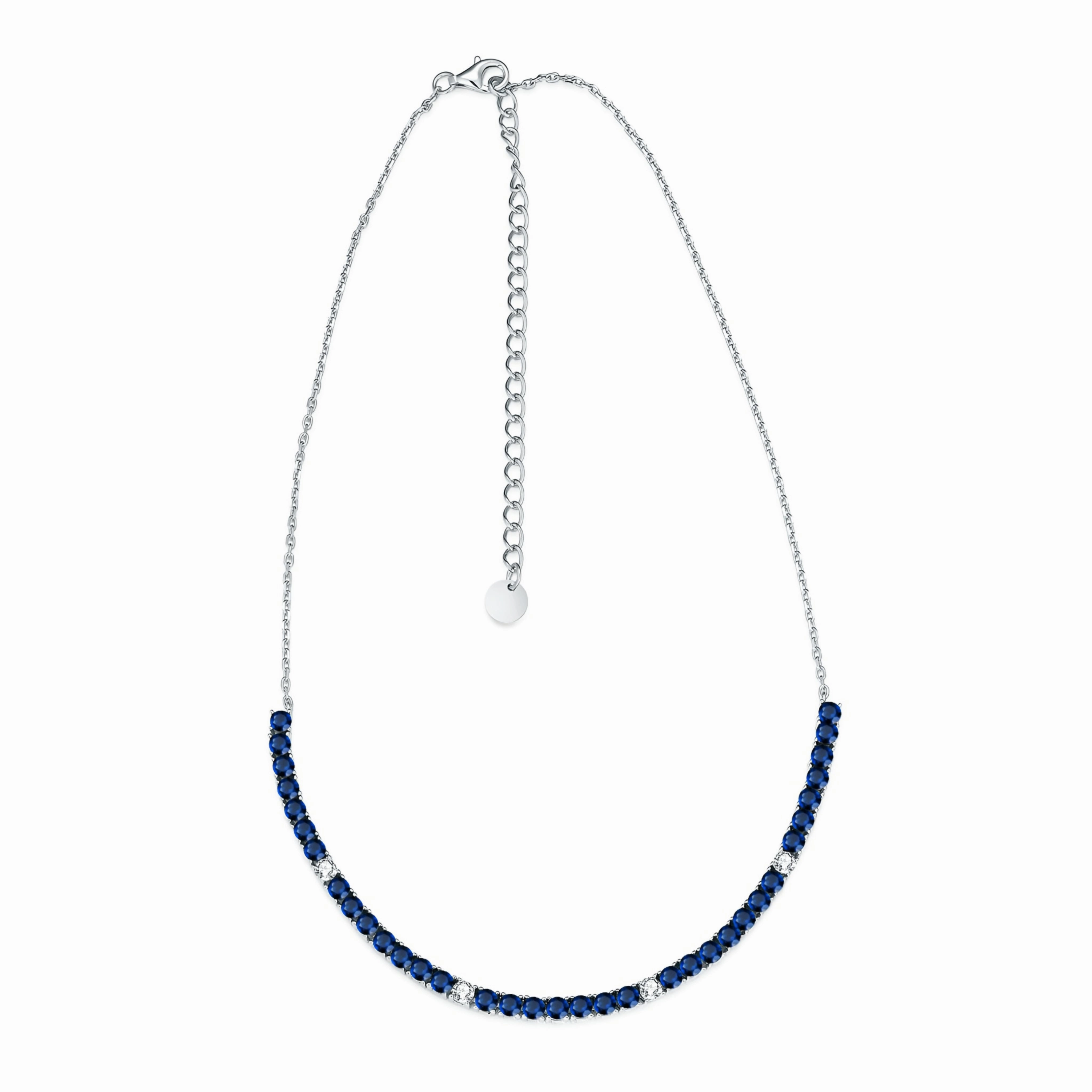 elegant curve Sterling Silver Colorful 39 Stone Tennis Necklace