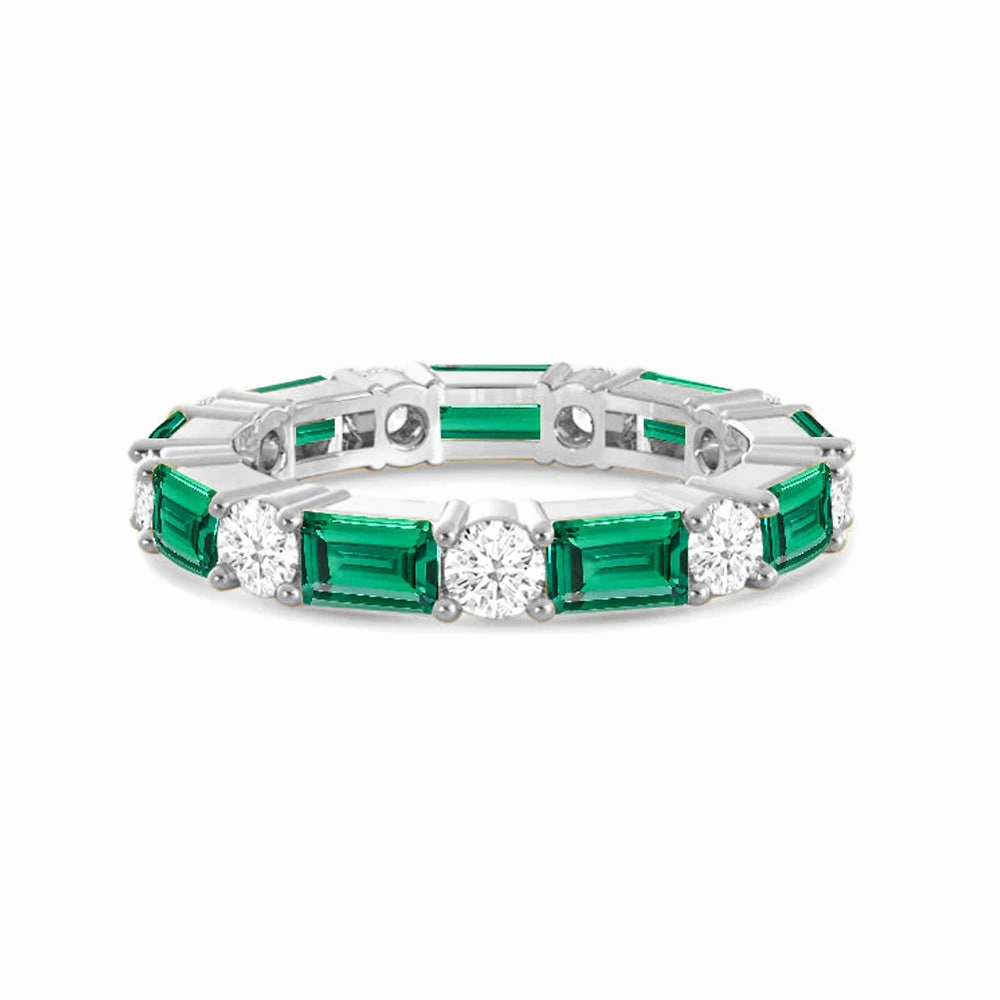 Everlasting Appeal Charming Detail Timeless Created Emerald and Lab Grown Diamond Eternity Band