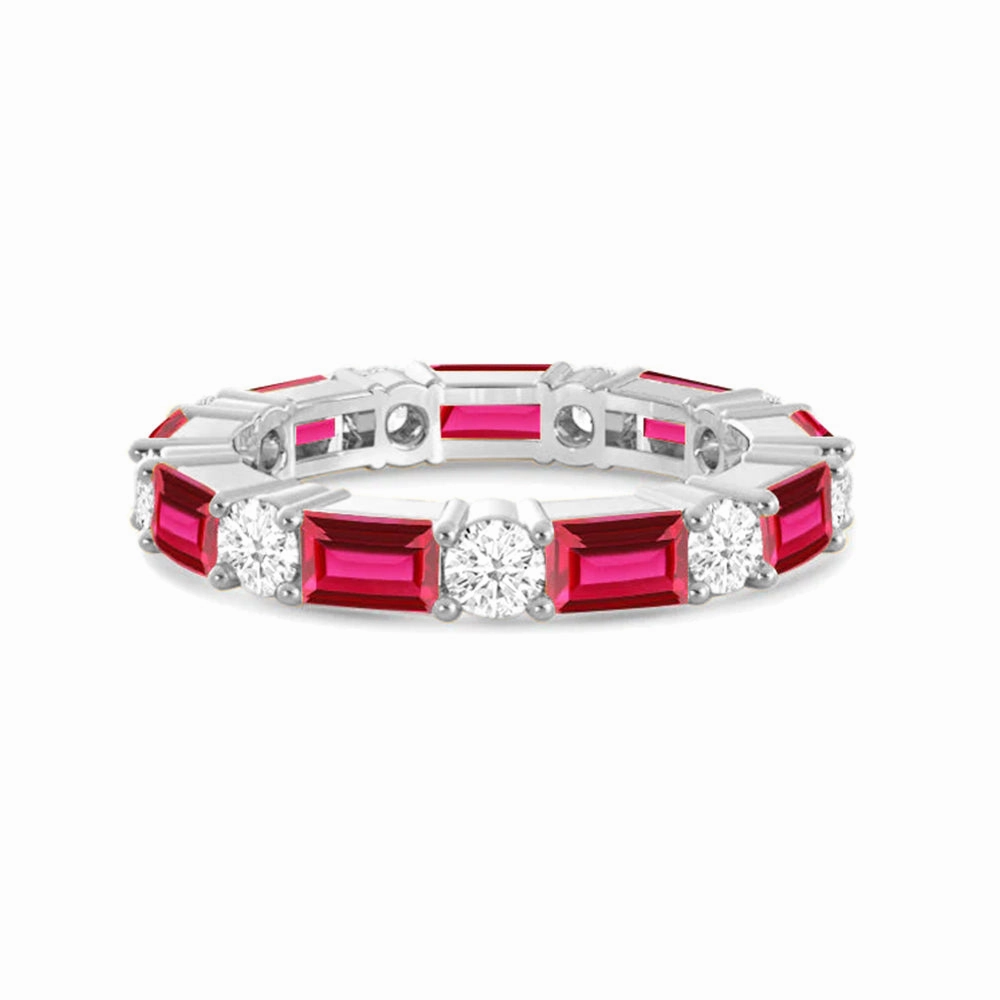 Timeless Created Ruby and Lab Grown Diamond Eternity Band Chic Set Contemporary Keepsake