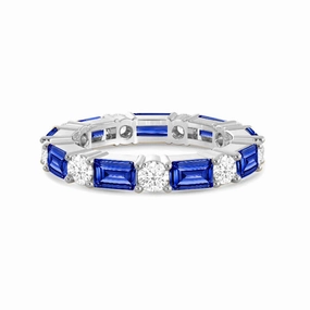 Timeless Created Sapphire and Lab Grown Diamond Eternity Band Camera Focus Fresh Accent