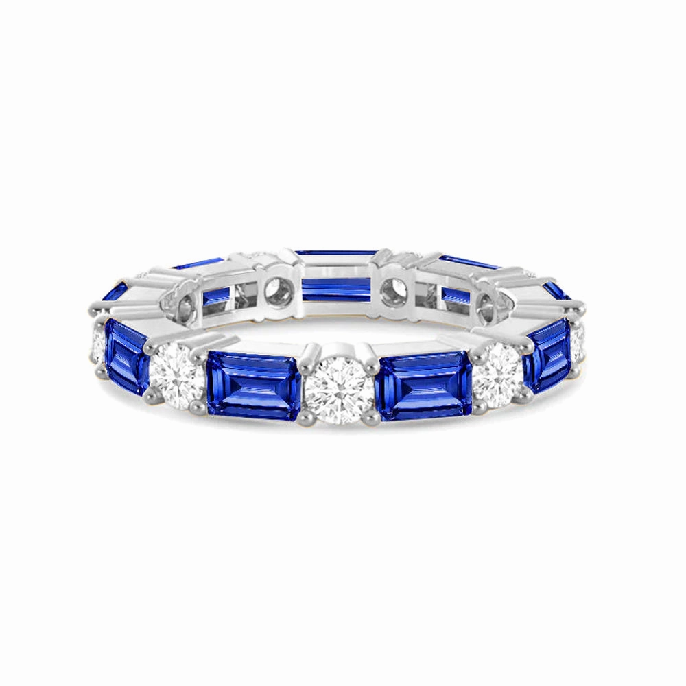 Timeless Created Sapphire and Lab Grown Diamond Eternity Band Fashion Trend Unique Memento