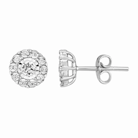 LADIES EARRINGS 0.50CT ROUND DIAMOND 10K WHITE GOLD Luxe Lookbook festival look