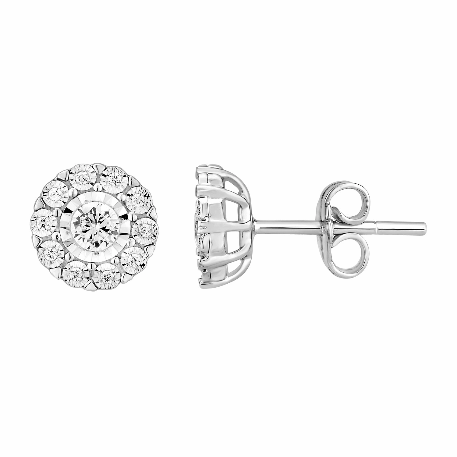 LADIES EARRINGS 0.50CT ROUND DIAMOND 10K WHITE GOLD Luxe Lookbook festival look