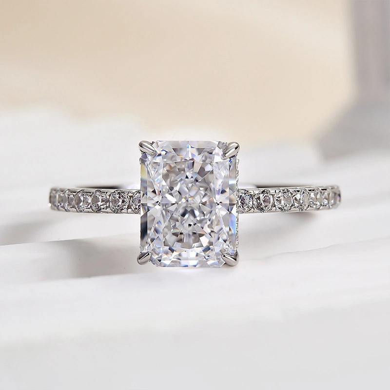 Local Custom Louily Classic 2.0 CT Radiant Cut Engagement Ring In Sterling Silver
