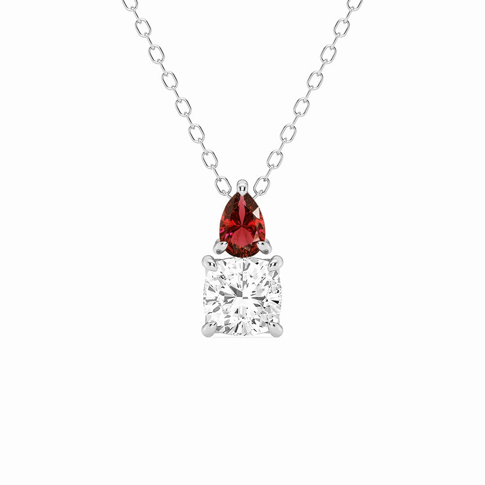 Fashion highlight Ethereal Form Toi Et Moi Ruby and Cushion Cut Lab Grown Diamond Pendant Necklace
