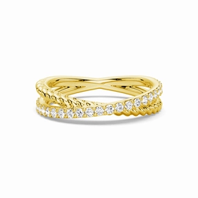 Modern Edge Twisted Rope Crisscross Diamond Ring Birthday Surprise