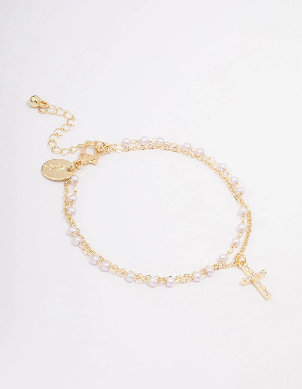 Brand New View Gold Plated Diamante & Pearl Layered Bracelet