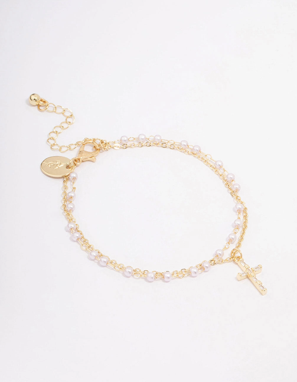 Gold Plated Diamante & Pearl Layered Bracelet Unfettered Fusions Fast View