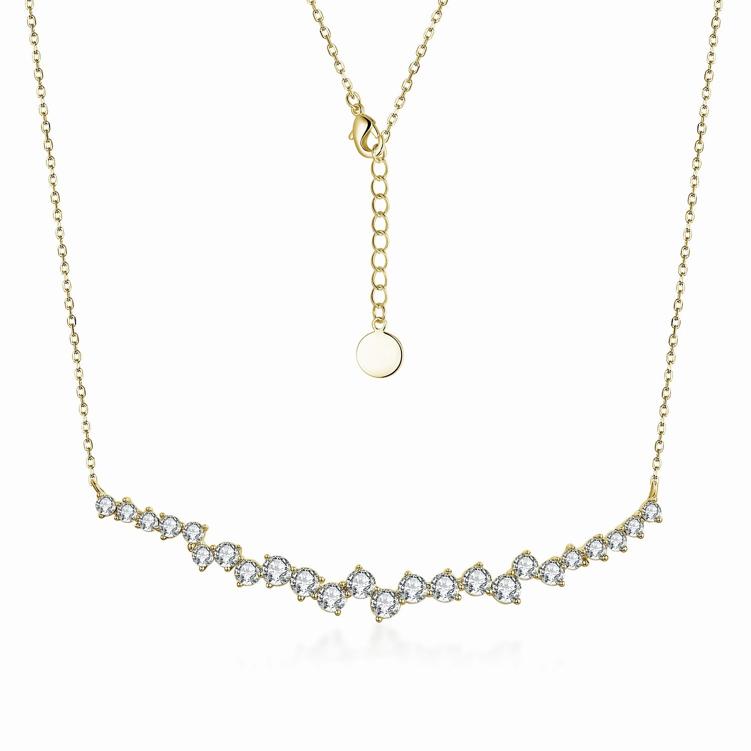Evening Ensemble Romantic Moment Sterling Silver Gold or Rhodium Plated CZ Sprinkled Bar Necklace