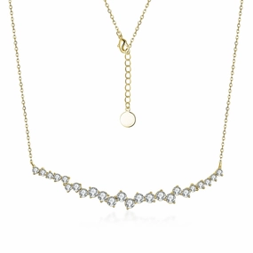 Evening Ensemble Romantic Moment Sterling Silver Gold or Rhodium Plated CZ Sprinkled Bar Necklace