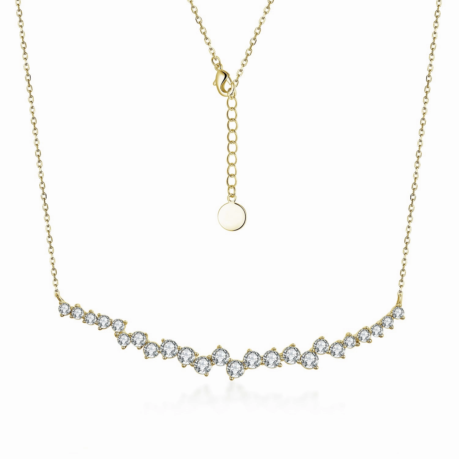 Shimmer Light Elegant Shine Pieces Sterling Silver Gold or Rhodium Plated CZ Sprinkled Bar Necklace