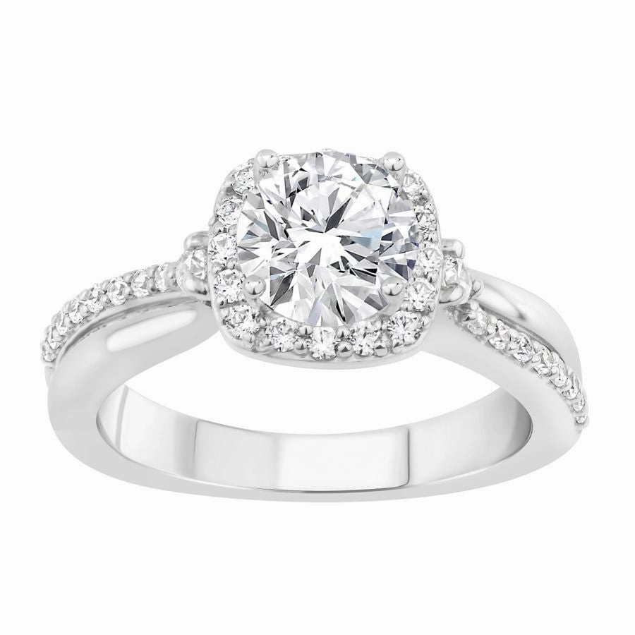 Sculpted Design LADIES RING SEMI MOUNT 0.35CT ROUND DIAMOND 14K WHITE GOLD