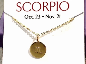 16" - 18" Gold Plated Sterling Scorpio Zodiac Necklace Fall Mood Artisan Edge