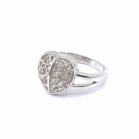 Sterling Silver Heart Ring Minimal Look Vibrant Sparkle