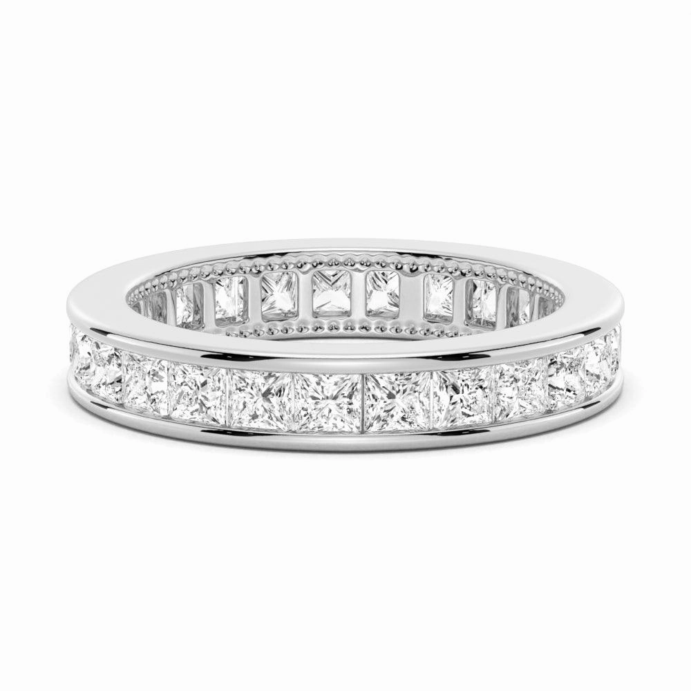 Warranty Included 2.48 CT. Channel Set Princess Cut Moissanite Eternity Wedding Band