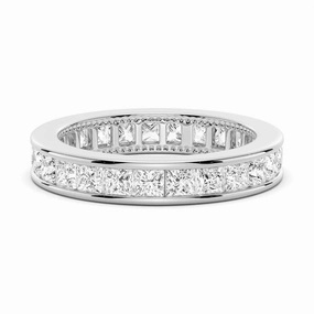 Warranty Included 2.48 CT. Channel Set Princess Cut Moissanite Eternity Wedding Band