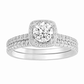 Pop Element Timeless Pair LADIES BRIDAL SET 1.33CT ROUND DIAMOND 14K WHITE GOLD (SI QUALITY) (CENTER STONE 0.75CT ROUND DIAMOND)
