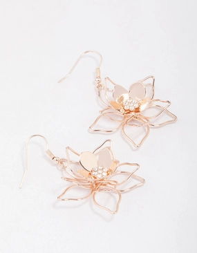 Lush Accent Gold Wire Pearl Flower Drop Earrings