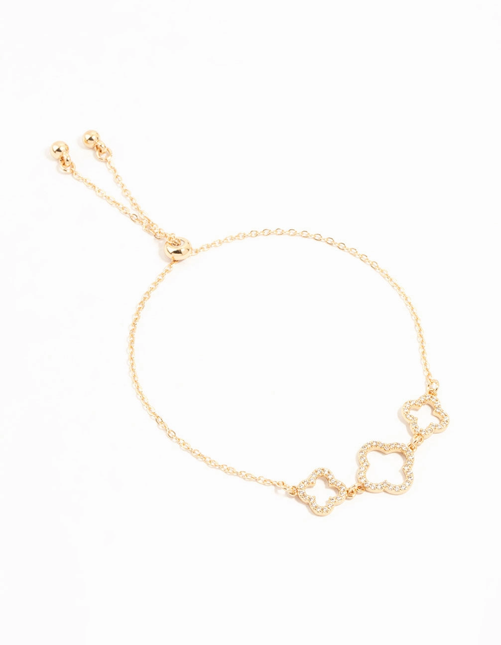 Stress-Free Choice Gold Cubic Zirconia Flower Trio Bracelet